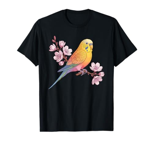 Wellensittich Sittich Vogel Mama Wellensittich Papagei Vintage Blume T-Shirt von Budgie Parakeet Cherry Blossom Bird