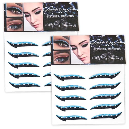 Crystal Eyeliner -Aufkleber, 10 Paar wiederverwendbare Glitzer -Eyeliner -Aufkleber, wasserdichte Sofortklebstoffstab, Doppel -Augenlid -Klebeband für Dress -up -Party (blau) von Budstfee