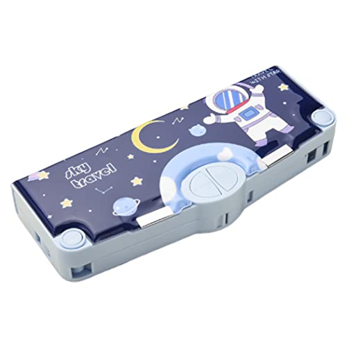 Multifunktionale Bleistiftbox für Mädchen Astronauten Bleistiftkoffer Plastik Sport Astronaut Kuchen Bleistift Hülle mit Druckknopf -Schärfer Lineal Eraser Eraser Eraser Eraser von Budstfee