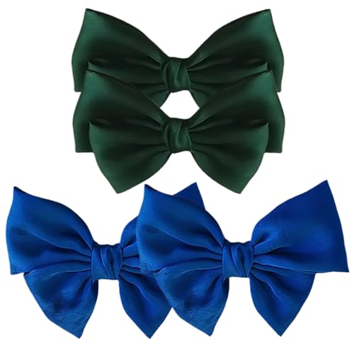 Schuhclips, Biegeschuhclips 2 Paar Satin Schuhzauber für Absätze abnehmbarer eleganter Clip an Bögen für Schuhe Zubehör Solid Color Elegante Schuhbögen für Frauen Mädchen Dunkelgrün + Marineblau von Budstfee