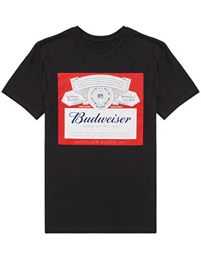Budweiser Herren T-Shirt Vintage Bier Logo Kurzarm Schwarzes Oberteil von Budweiser