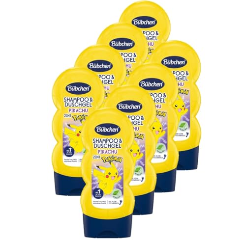 Bübchen 2in1 Shampoo & Duschgel für Kinder, Pokémon Pikachu Edition, 8 x 230 ml von Bübchen
