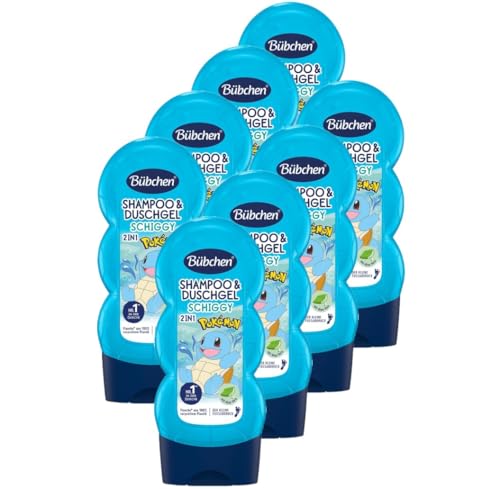 Bübchen 2in1 Shampoo & Duschgel für Kinder, Pokémon Schiggy Edition, 8 x 230 ml von Bübchen