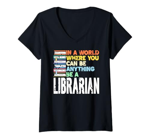 Damen In Einer Welt Wähl Bibliothekarin Mit Herz T-Shirt mit V-Ausschnitt von Bücherfreunde Die Die Welt Verändern