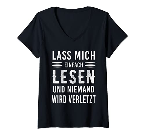 Damen Bücherwurm Buch Leseratte Lesen Lustiger Spruch Verletzt T-Shirt mit V-Ausschnitt von Bücherwurm Grafiken und Mehr