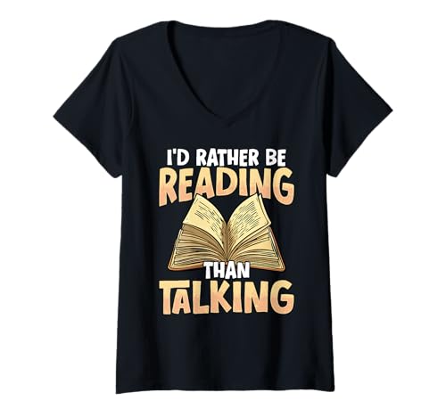Damen Ich Würde Lieber Lesen Als Zu Reden T-Shirt mit V-Ausschnitt Damen Ich Würde Lieber Lesen Als Zu Reden T-Shirt mit V-Ausschnitt von Bücherwurm Ruhiger Introvertierter Buchliebhaber