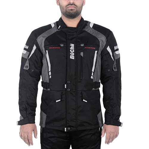 Büchii Motorradjacke Robuste Motorradjacke aus Cordura 600D Hochsichtbare wasserdichte Jacke Vollkörperschutz Winter Sommer Bikerjacke Motorradjacken für Männer von Büchii