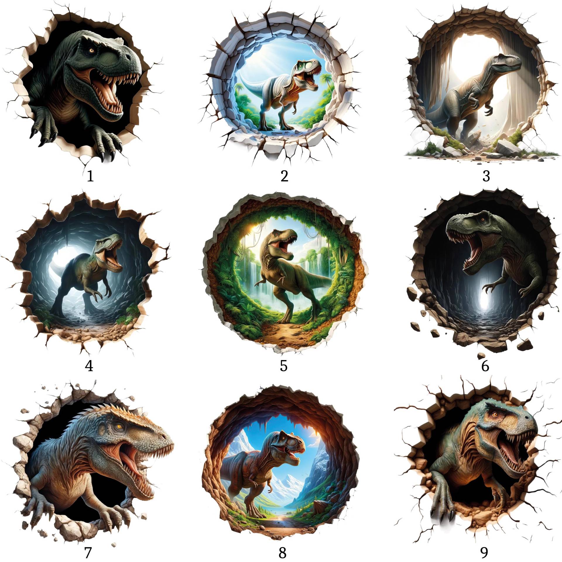 Bügelbild, 3D Dinosaurier, T-Rex, Bügelmotiv von BuegeldichTrendy