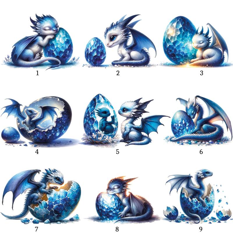 Bügelbild, Baby Drache Blau, Bügelmotiv von BuegeldichTrendy