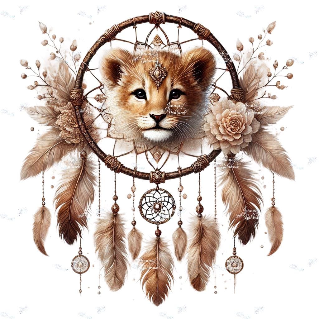 Bügelbild, Baby Löwe, Traumfänger Braun, Bügelmotiv von BuegeldichTrendy