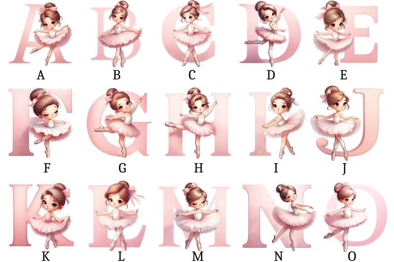 Bügelbild, Ballerina Alphabet, Zahlen, Bügelmotiv von BuegeldichTrendy