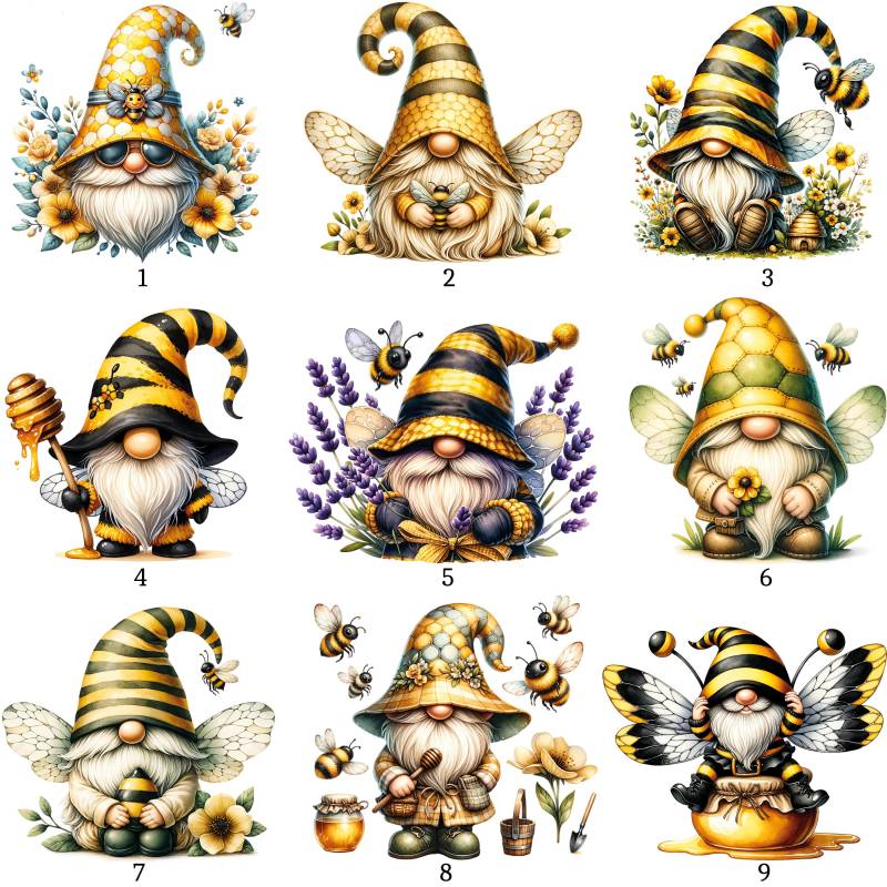 Bügelbild, Bienen Gnome, Zwerge, Bügelmotiv von BuegeldichTrendy