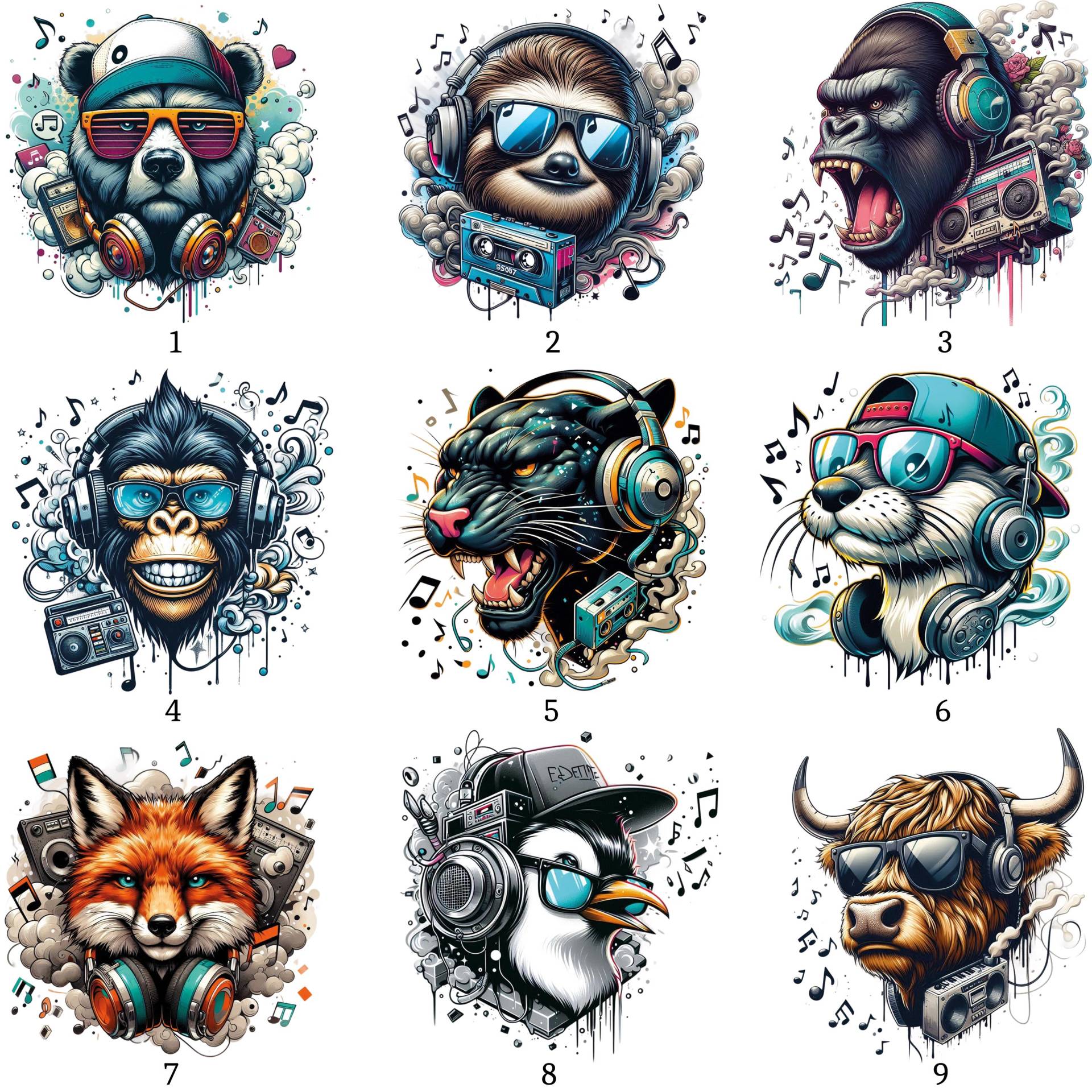 Bügelbild, Cool Musik Tiere, Bügelmotiv von BuegeldichTrendy