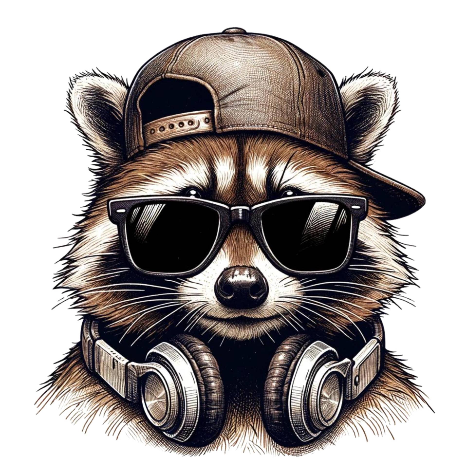 Bügelbild, Cool Waschbär, Bügelmotiv von BuegeldichTrendy