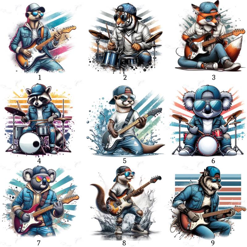 Bügelbild, Coole Musik Tiere, Bügelmotiv von BuegeldichTrendy