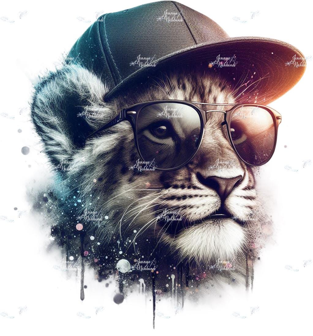 Bügelbild, Cooler Löwe Mit Basecap, Bügelmotiv von BuegeldichTrendy