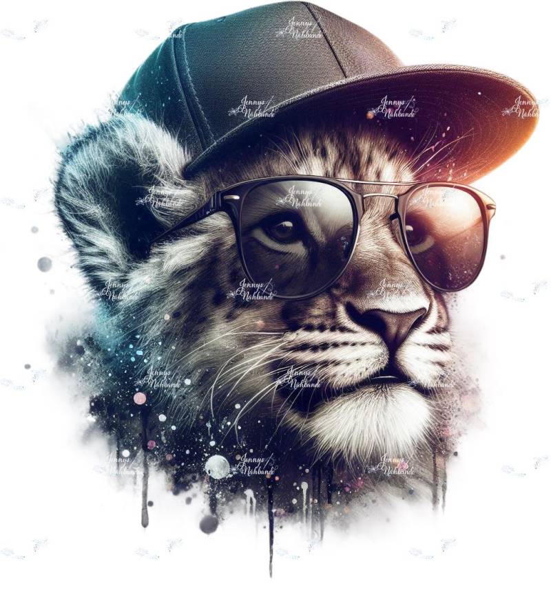 Bügelbild, Cooler Löwe Mit Basecap, Bügelmotiv von BuegeldichTrendy