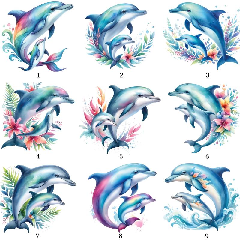 Bügelbild, Delfin Sommer, Bügelmotiv von BuegeldichTrendy