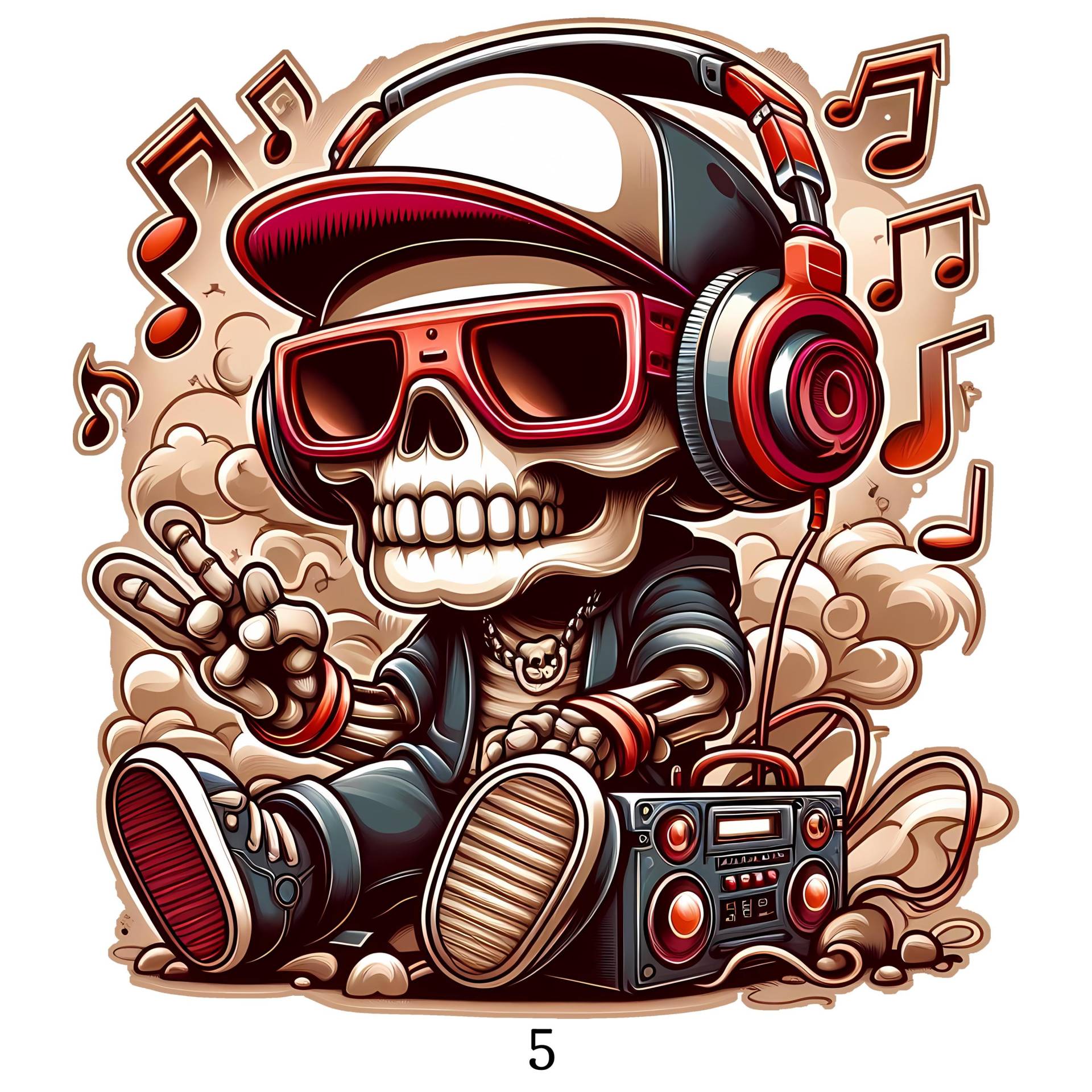 Bügelbild, Dj Skelett, Skull, Bügelmotiv von BuegeldichTrendy