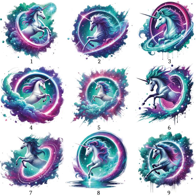 Bügelbild, Einhorn Galaxy, Bügelmotiv von BuegeldichTrendy