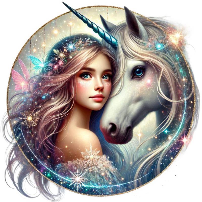 Bügelbild, Einhorn Mädchen, Bügelmotiv von BuegeldichTrendy