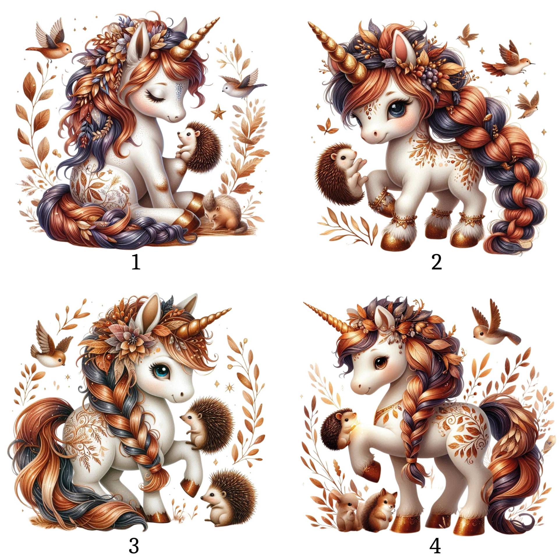 Bügelbild, Einhorn Mit Igel, Herbst, Bügelmotiv von BuegeldichTrendy