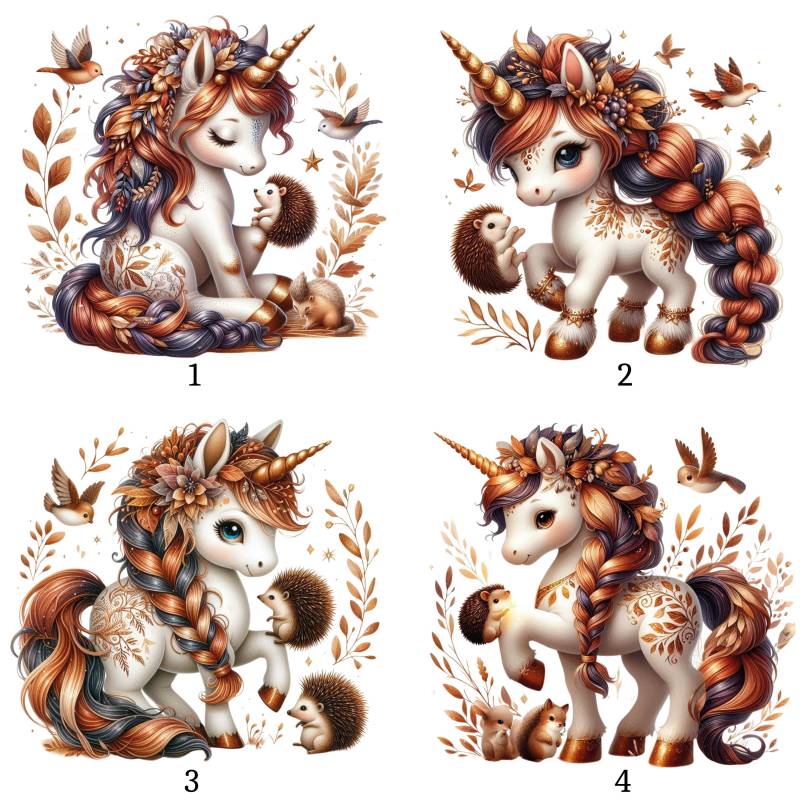 Bügelbild, Einhorn Mit Igel, Herbst, Bügelmotiv von BuegeldichTrendy