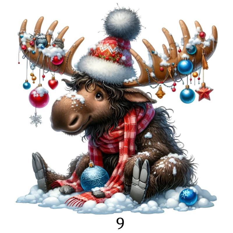 Bügelbild, Elch Weihnachten Im Schnee, Lustiger Elch, Bügelmotiv von BuegeldichTrendy