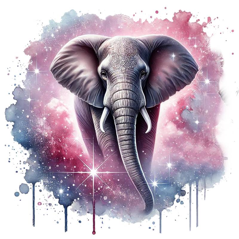 Bügelbild, Elefant, Rosa Splash, Bügelmotiv von BuegeldichTrendy