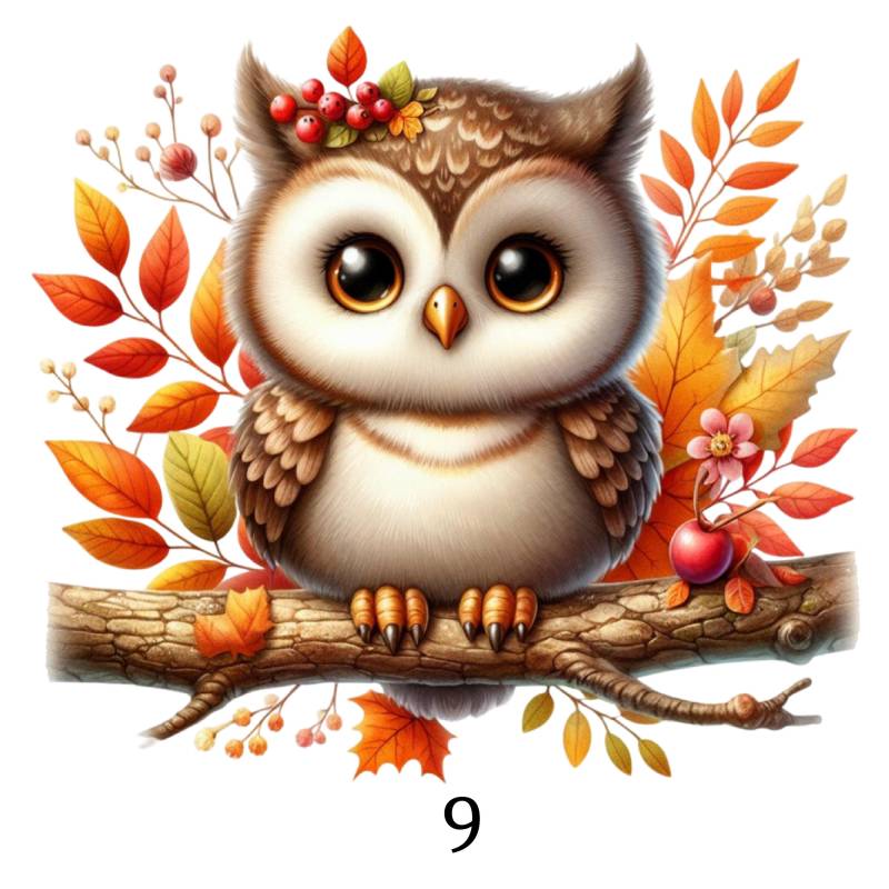 Bügelbild, Eule Herbst, Bügelmotiv von BuegeldichTrendy