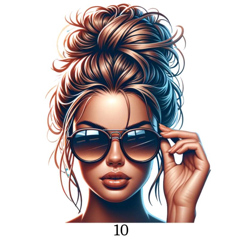 Bügelbild, Frau Mit Sonnenbrille, Bügelmotiv von BuegeldichTrendy