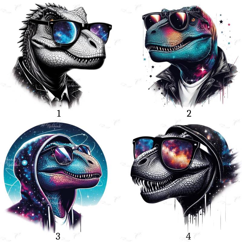 Bügelbild, Galaxy Dinosaurier, T-Rex, Bügelmotiv von BuegeldichTrendy