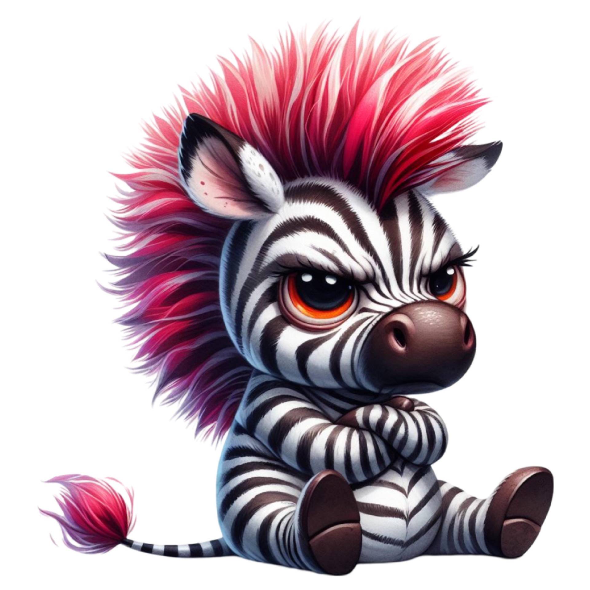 Bügelbild, Grimmiges Zebra, Punk, Bügelmotiv von BuegeldichTrendy