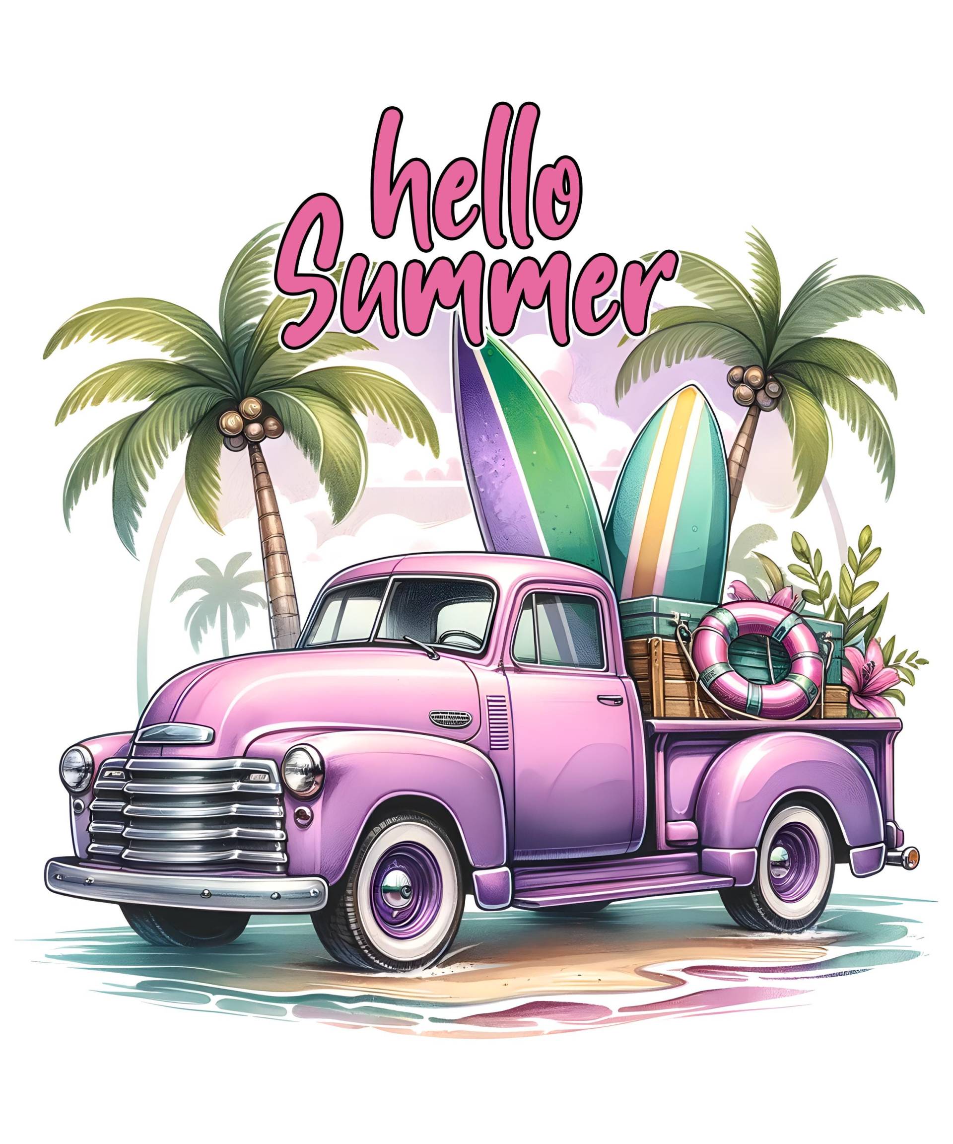 Bügelbild, Hello Summer, Bügelmotiv von BuegeldichTrendy