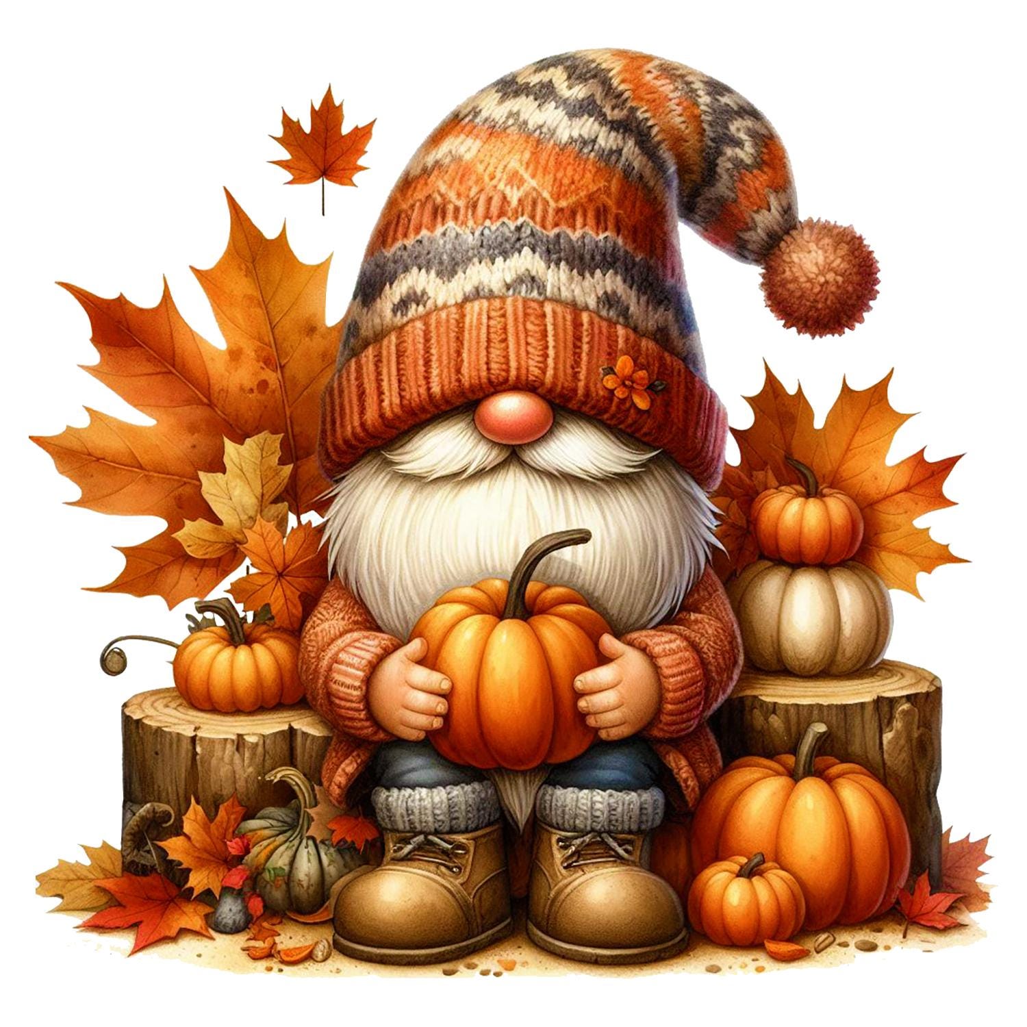 Bügelbild, Herbst Gnom, Zwerg, Bügelmotiv von BuegeldichTrendy