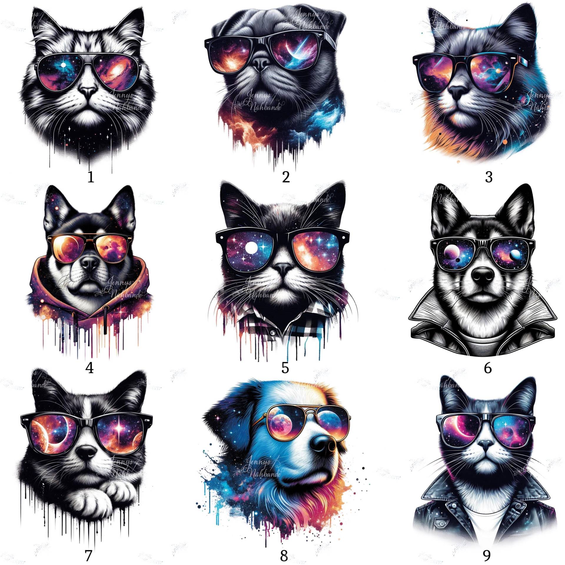 Bügelbild, Hunde Katzen Galaxy, Bügelmotiv von BuegeldichTrendy