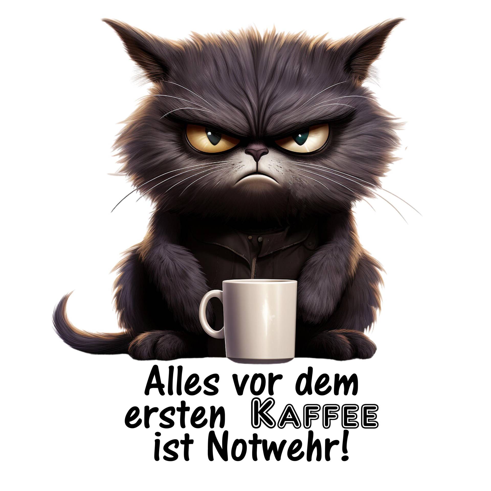 Bügelbild, Kaffeekatze, Bügelmotiv von BuegeldichTrendy