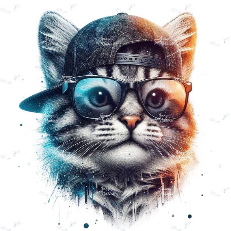 Bügelbild, Katze Mit Cap, Bügelmotiv von BuegeldichTrendy
