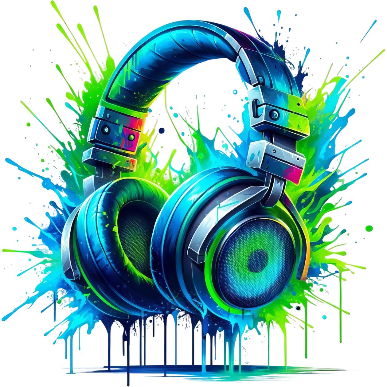 Bügelbild, Kopfhörer Cool Neon, Bügelmotiv von BuegeldichTrendy