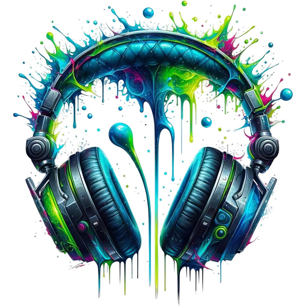 Bügelbild, Kopfhörer Cool Neon, Bügelmotiv von BuegeldichTrendy