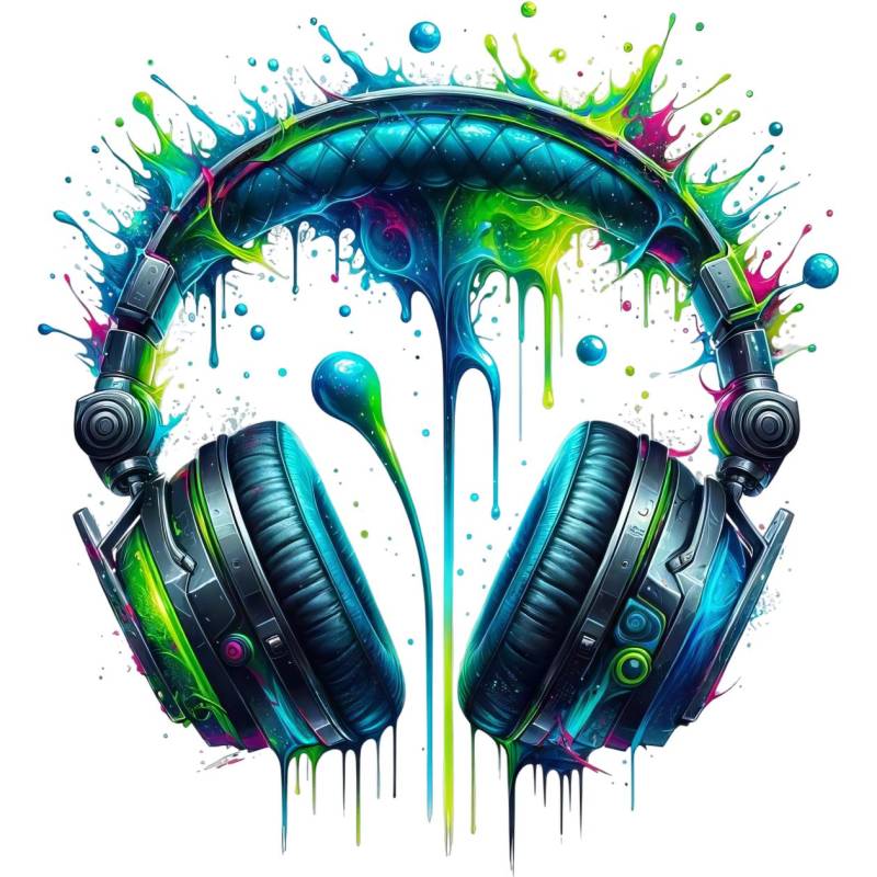 Bügelbild, Kopfhörer Cool Neon, Bügelmotiv von BuegeldichTrendy