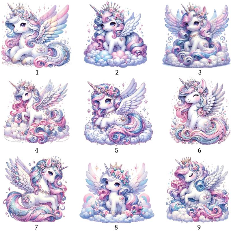 Bügelbild, Kristall Einhorn, Bügelmotiv von BuegeldichTrendy