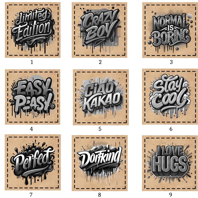 Bügelbild, Label Mit Spruch, Text, Bügellabel 5Er Set von BuegeldichTrendy