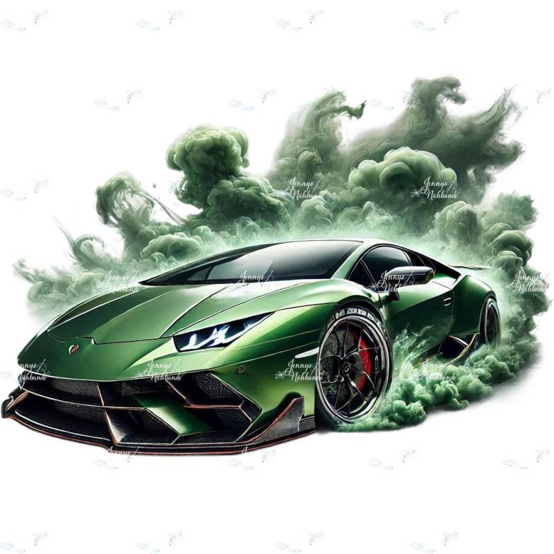 Bügelbild, Lamborghini Grün, Sportwagen, Bügelmotiv von BuegeldichTrendy