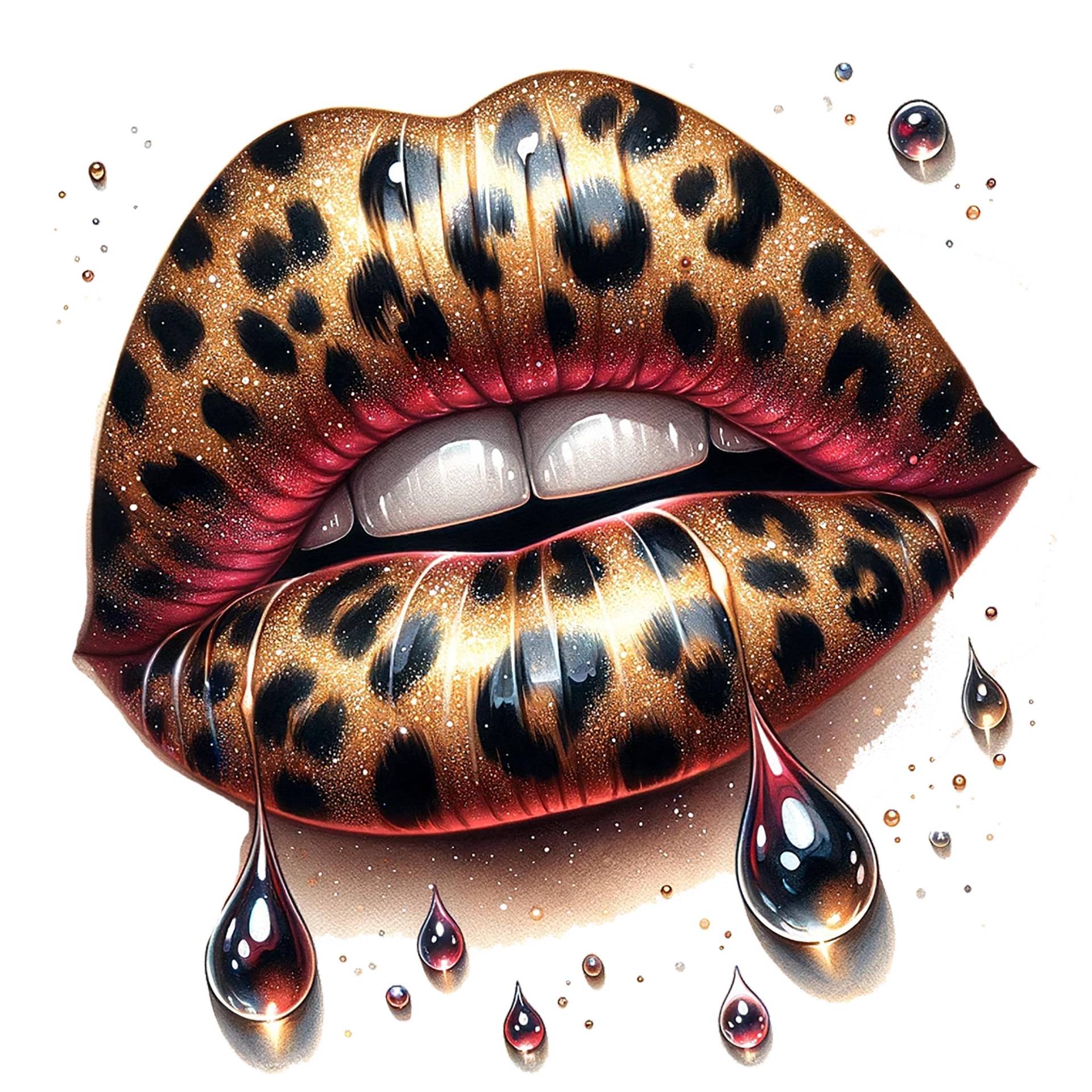 Bügelbild, Leo Mund Glitter, Bügelmotiv von BuegeldichTrendy