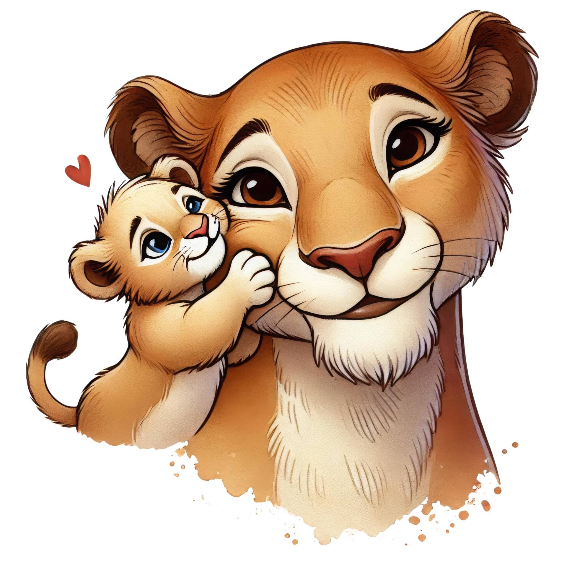 Bügelbild, Löwenmama Mit Jungem, Bügelmotiv von BuegeldichTrendy