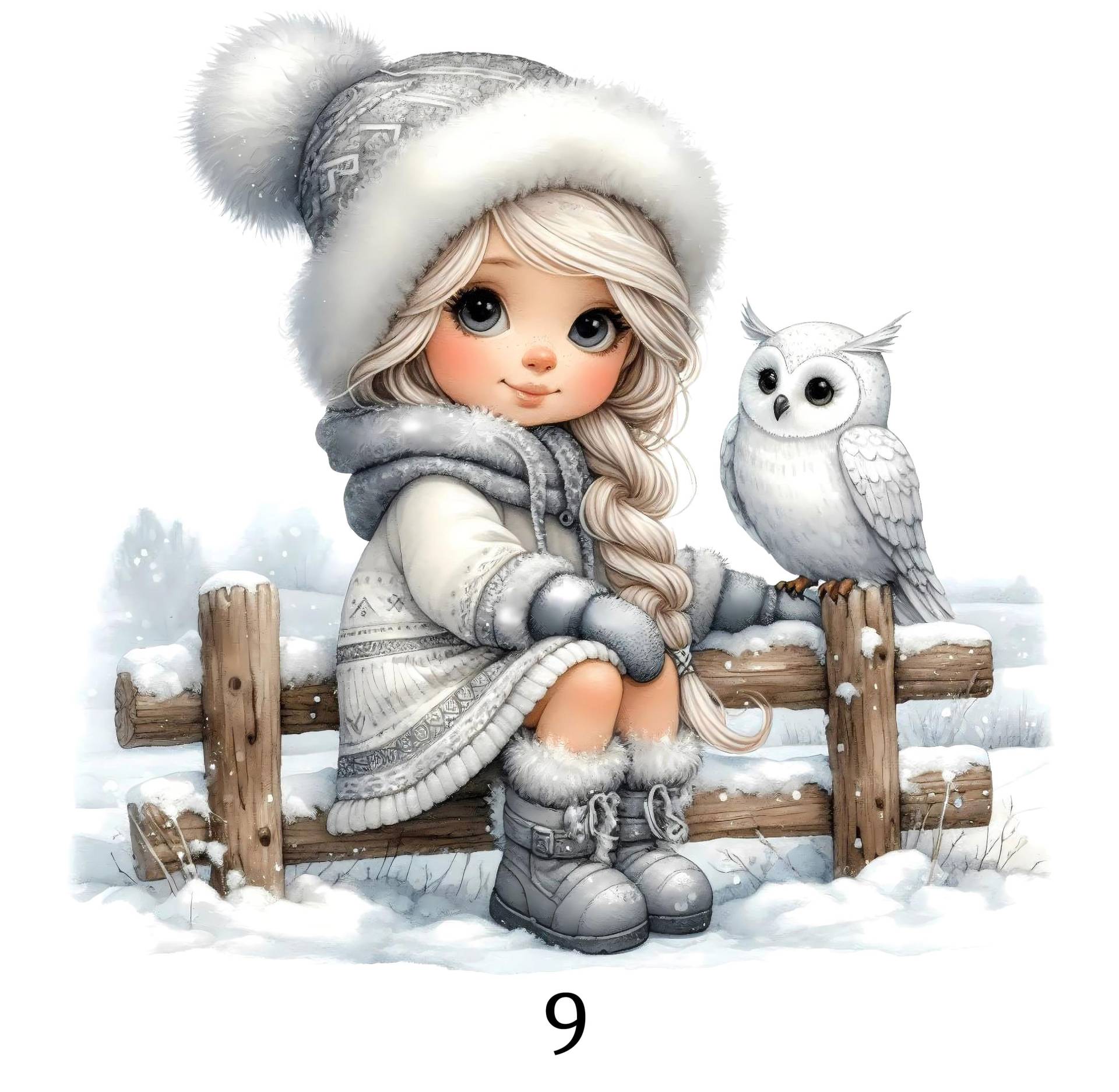 Bügelbild, Mädchen Mit Eule, Winter, Bügelmotiv Bügelbild, Mädchen Mit Eule, Winter, Bügelmotiv von BuegeldichTrendy
