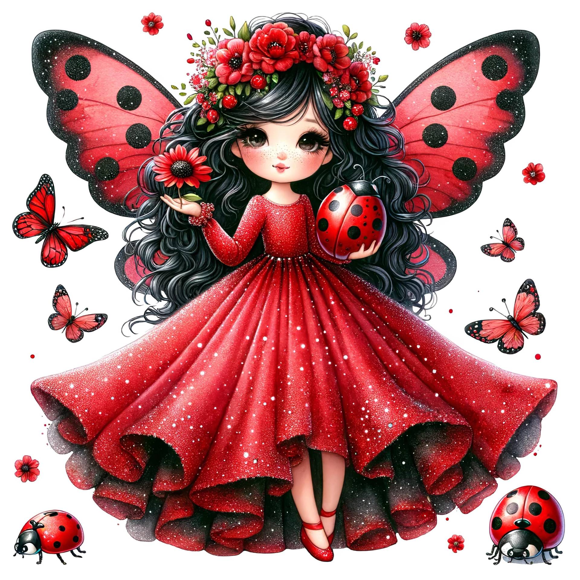 Bügelbild, Marienkäferfee, Elfe, Bügelmotiv von BuegeldichTrendy