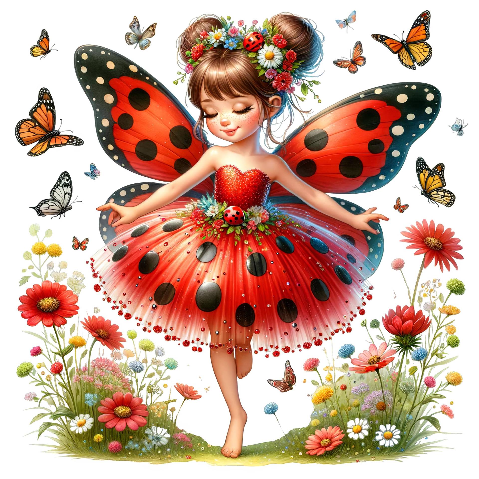 Bügelbild, Marienkäferfee, Elfe, Bügelmotiv von BuegeldichTrendy