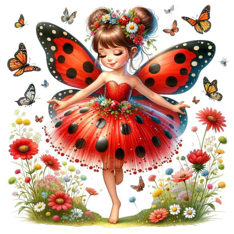 Bügelbild, Marienkäferfee, Elfe, Bügelmotiv von BuegeldichTrendy